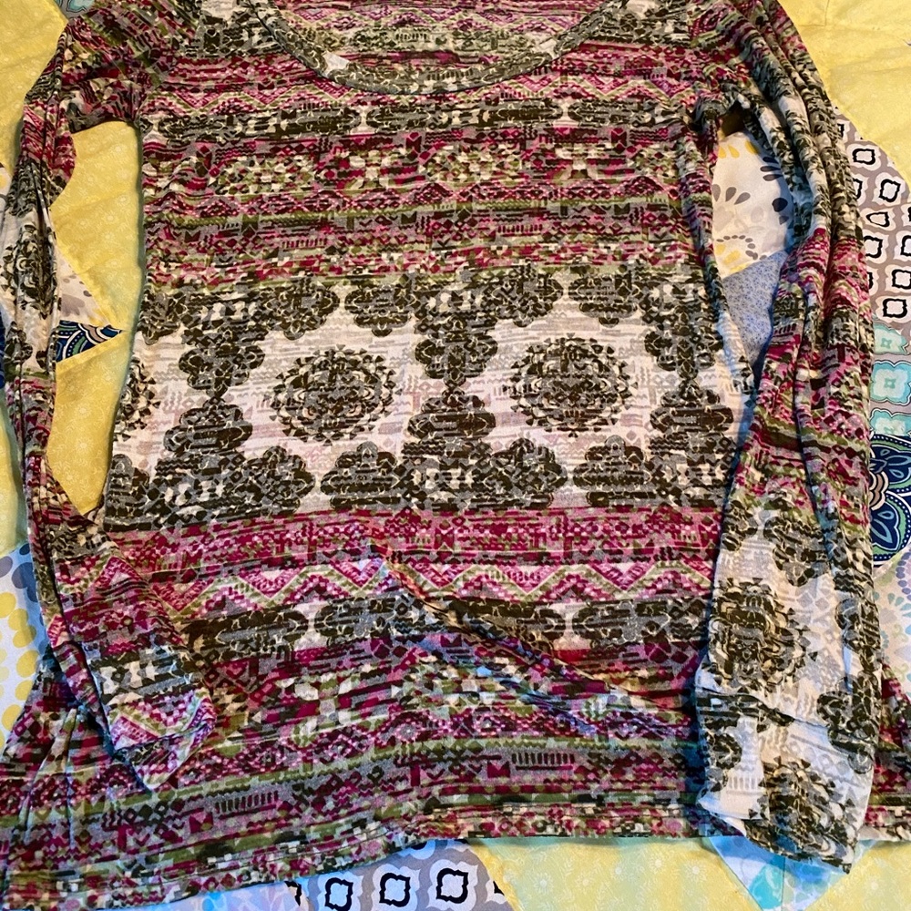 Aztec print Burnout long sleeved top